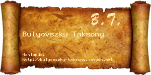 Bulyovszky Taksony névjegykártya